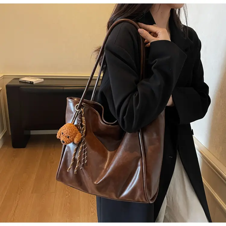 Black Leather Cross-Border Tote Bag Large Capacity Women — feature 21