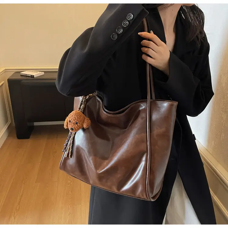 Black Leather Cross-Border Tote Bag Large Capacity Women — feature 22