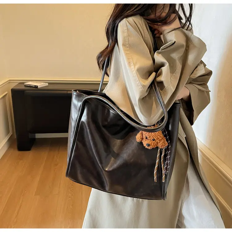 Black Leather Cross-Border Tote Bag Large Capacity Women — feature 25