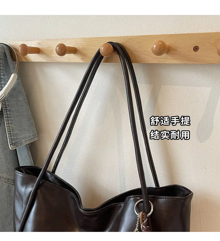 Black Leather Cross-Border Tote Bag Large Capacity Women — feature 5