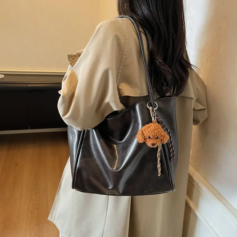 Black Leather Cross-Border Tote Bag Large Capacity Women - Image 2