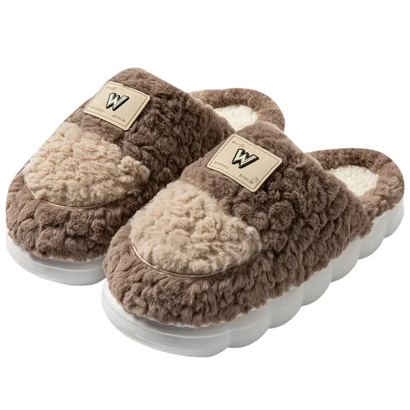 Sunflower Style Plush Cotton Slippers for Women in Autumn and Winter for Home Use Thick-Soled Fleece-Lined Warm Couple Cotton Slippers for Men - Image 20
