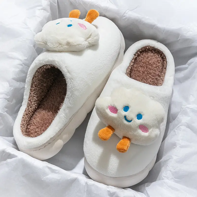 Sunflower Style Plush Cotton Slippers for Women in Autumn and Winter for Home Use Thick-Soled Fleece-Lined Warm Couple Cotton Slippers for Men - Image 13