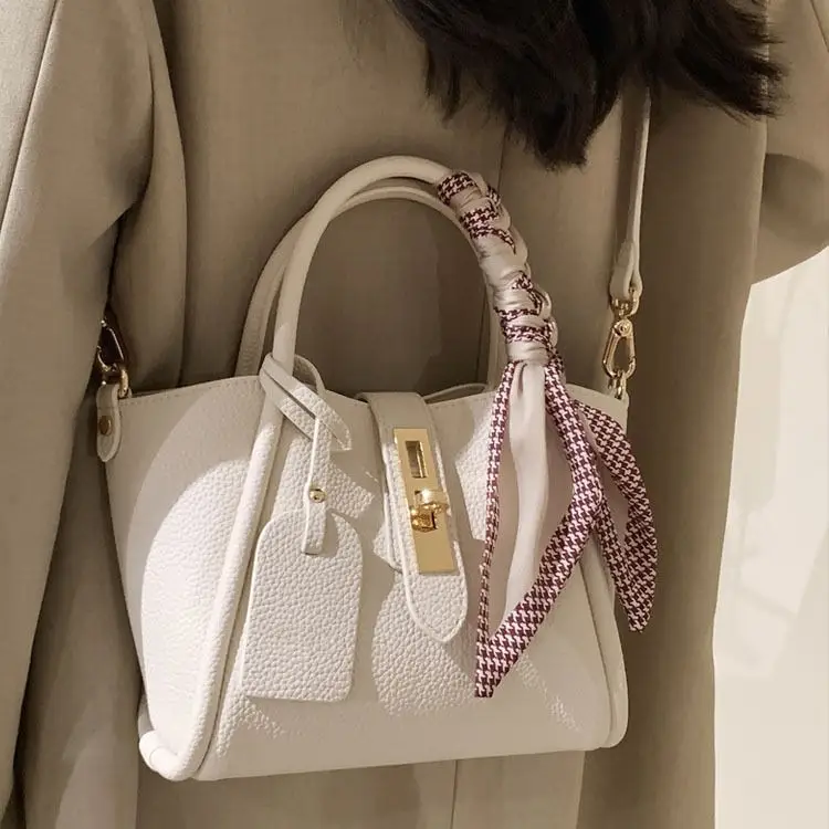 Nanfeng Paris Encounter Women's Beige Tote Bag with Embroidered Strap