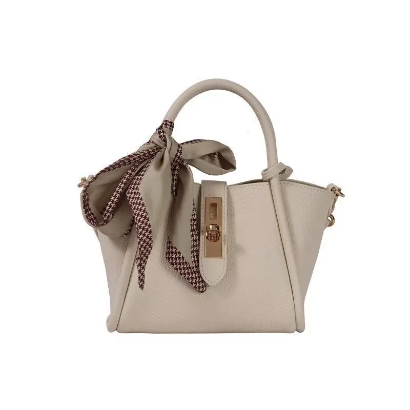 Nanfeng Paris Encounter Women's Beige Tote Bag with Embroidered Strap
