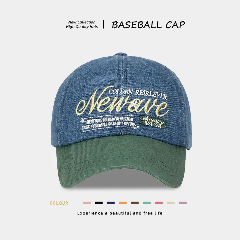 American Retro Denim Baseball Cap Women Deep Crown Large - Image 5