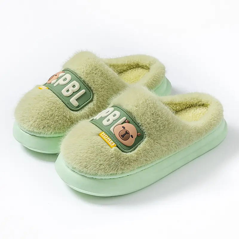 Women Cartoon Plush Cotton Slippers Winter Warm Anti-Slip