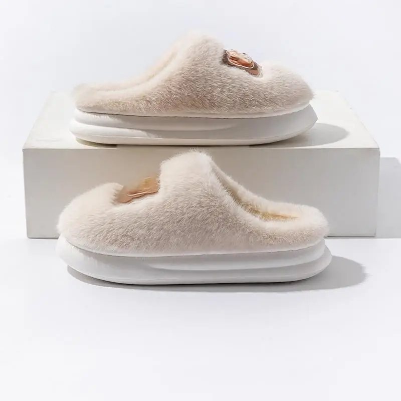 Women Cartoon Plush Cotton Slippers Winter Warm Anti-Slip