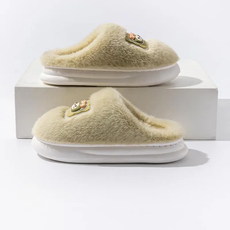 Women Cartoon Plush Cotton Slippers Winter Warm Anti-Slip