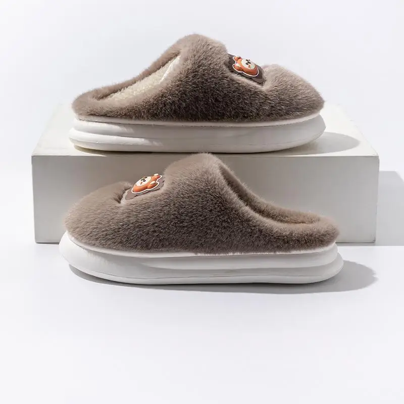 Women Cartoon Plush Cotton Slippers Winter Warm Anti-Slip