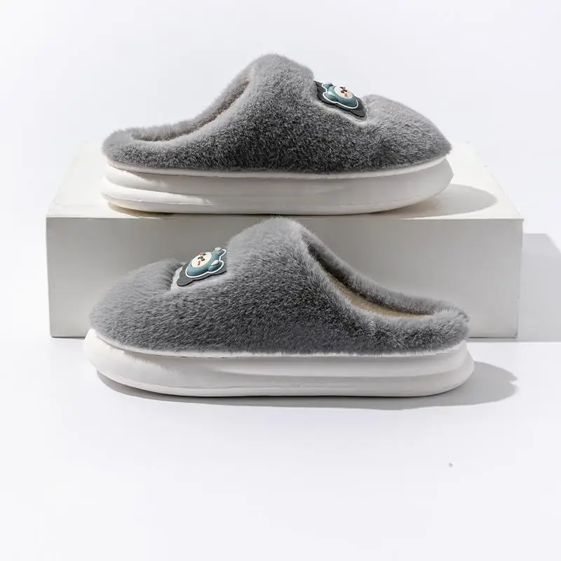 Women Cartoon Plush Cotton Slippers Winter Warm Anti-Slip