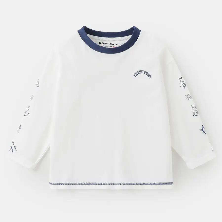 Kids Long Sleeve T-Shirts Green Blue 7A Grade Cotton