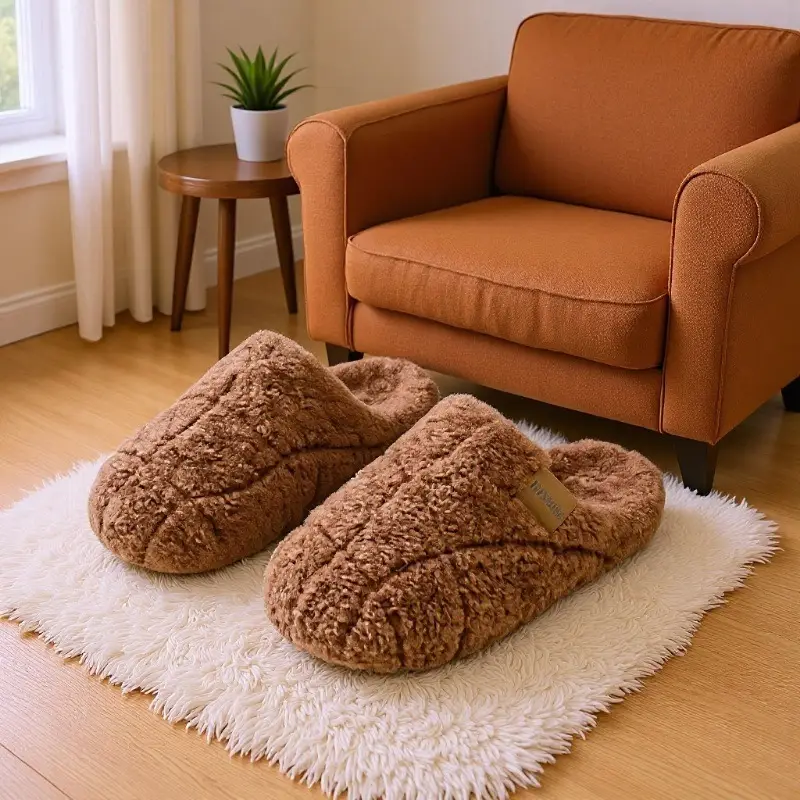 Women Winter Plush Cotton Slippers Grey 2025