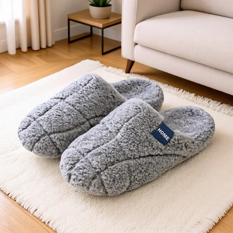 Women Winter Plush Cotton Slippers Grey 2025