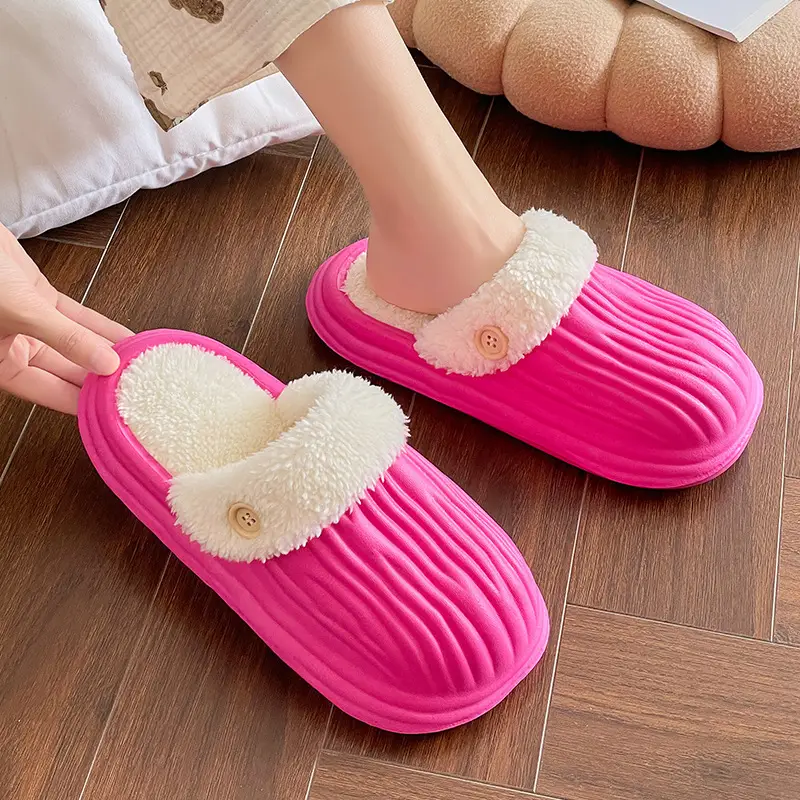 Button Cotton Slippers for Home Wholesale Indoor Use Thickened Warm Couple Same Style Cotton Slippers for Men's Home Use - Image 7