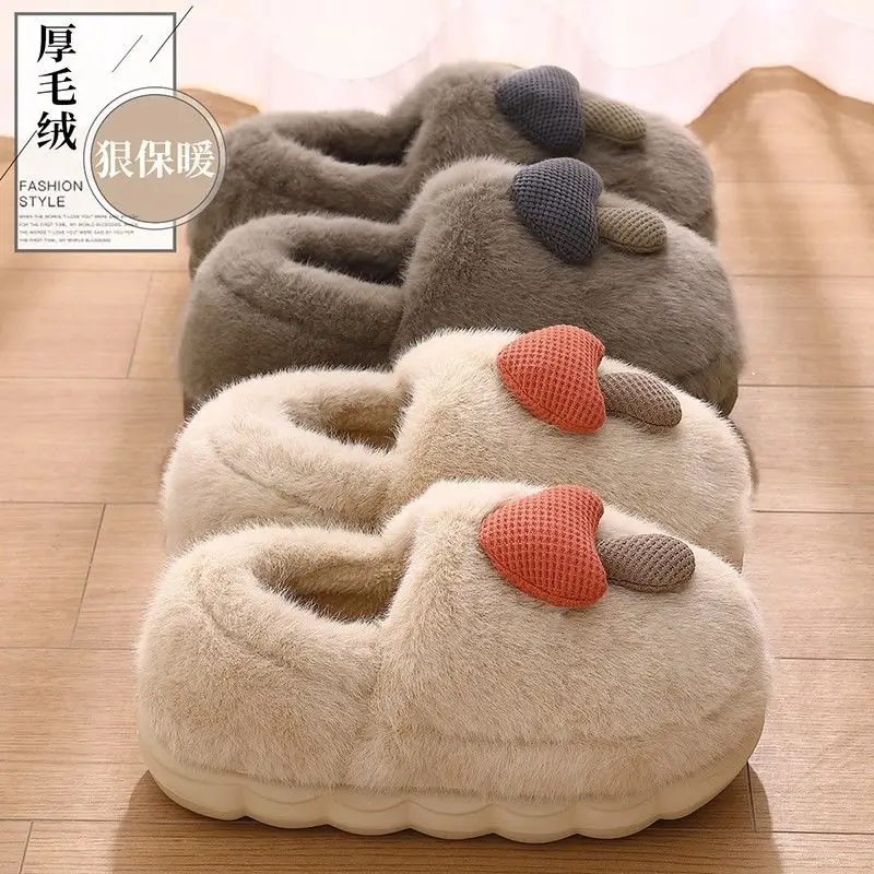 Cute Mushroom Cotton Slippers for Women 2025 New Winter Plush Warm Anti-Slip Thick-Soled Indoor Household Toe-Toe Slippers - Image 9