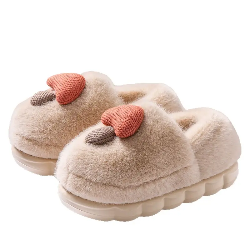 Cute Mushroom Cotton Slippers for Women 2025 New Winter Plush Warm Anti-Slip Thick-Soled Indoor Household Toe-Toe Slippers - Image 10