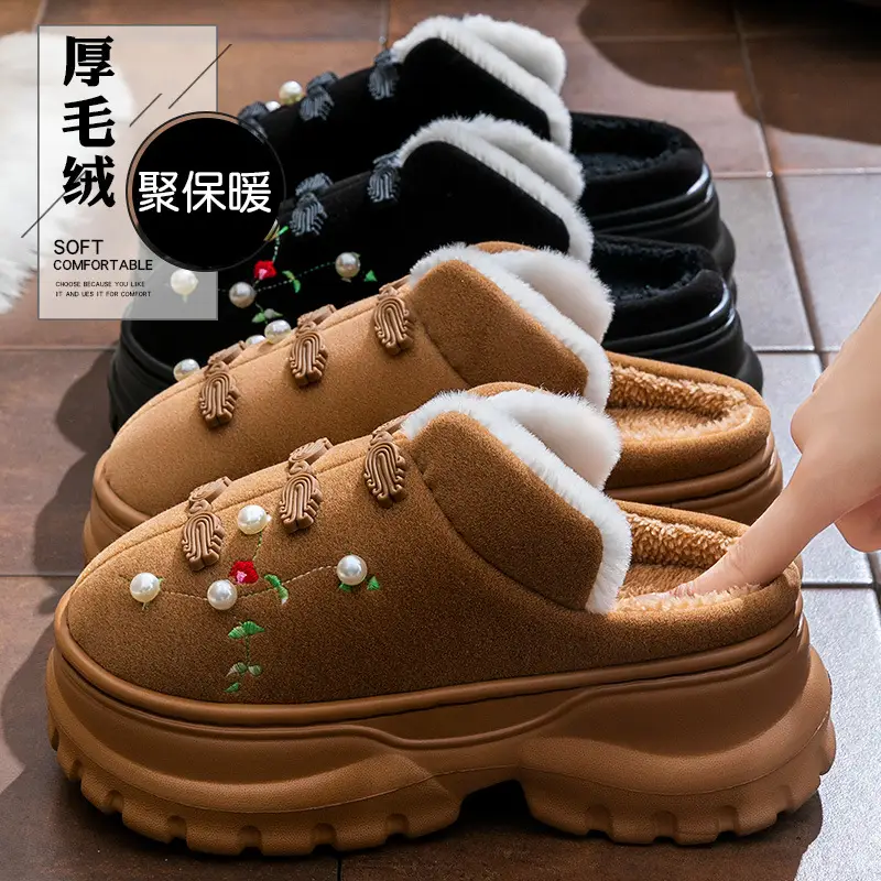 Women Cotton Slippers Warm Winter Indoor Outdoor