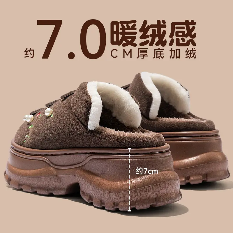 Women Cotton Slippers Warm Winter Indoor Outdoor
