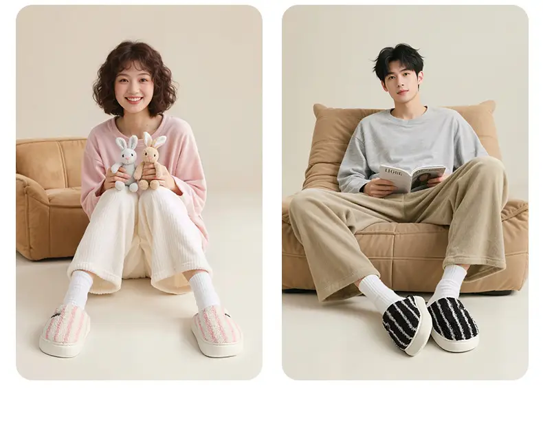 Qidan Shoe Factory Cotton Slippers for Women in Autumn and Winter Home Indoor Fleece-Lined Warm Thick-Soled Non-Slip Couple Cotton Slippers for Men — feature 10