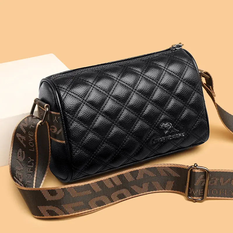 Black Quilted Crossbody Bag for Women Boston Design - Image 5