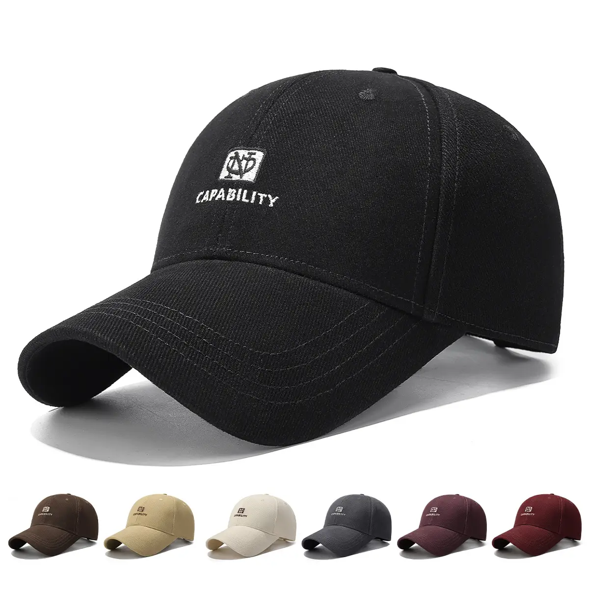 Black Embroidered Baseball Cap Unisex Korean Style - Image 8