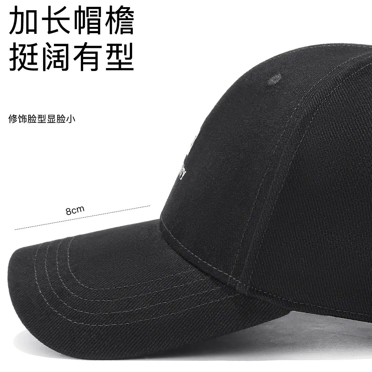 Black Embroidered Baseball Cap Unisex Korean Style - Image 10
