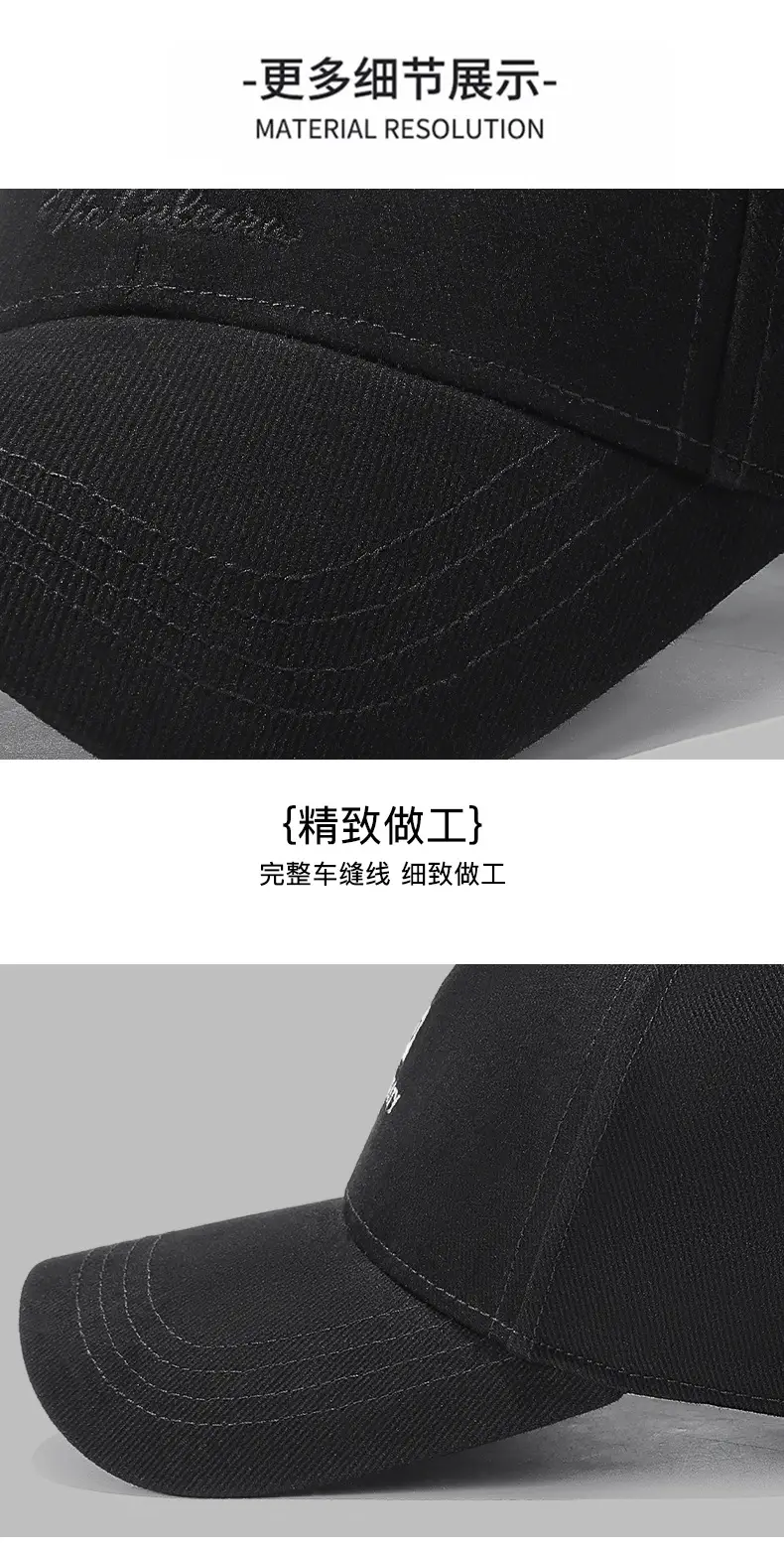 Black Embroidered Baseball Cap Unisex Korean Style — feature 17