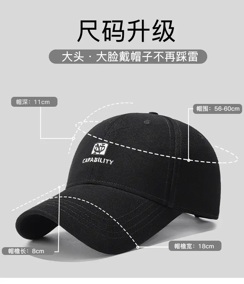 Black Embroidered Baseball Cap Unisex Korean Style — feature 5