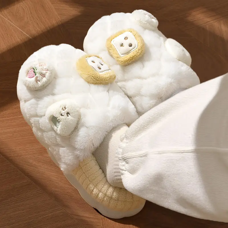 Cotton Slippers with Heel Coverage for Indoor Use in Autumn and Winter, Non-Slip and Warm, Couple's Home Use, Plush Cotton Shoes with Heel Coverage for Women - Image 6