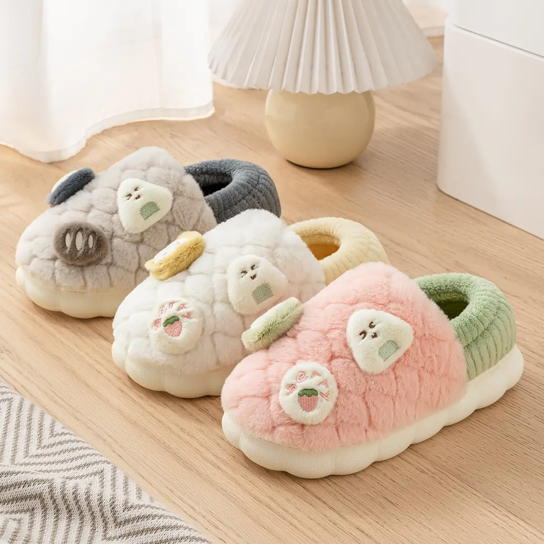 Cotton Slippers with Heel Coverage for Indoor Use in Autumn and Winter, Non-Slip and Warm, Couple's Home Use, Plush Cotton Shoes with Heel Coverage for Women - Image 8