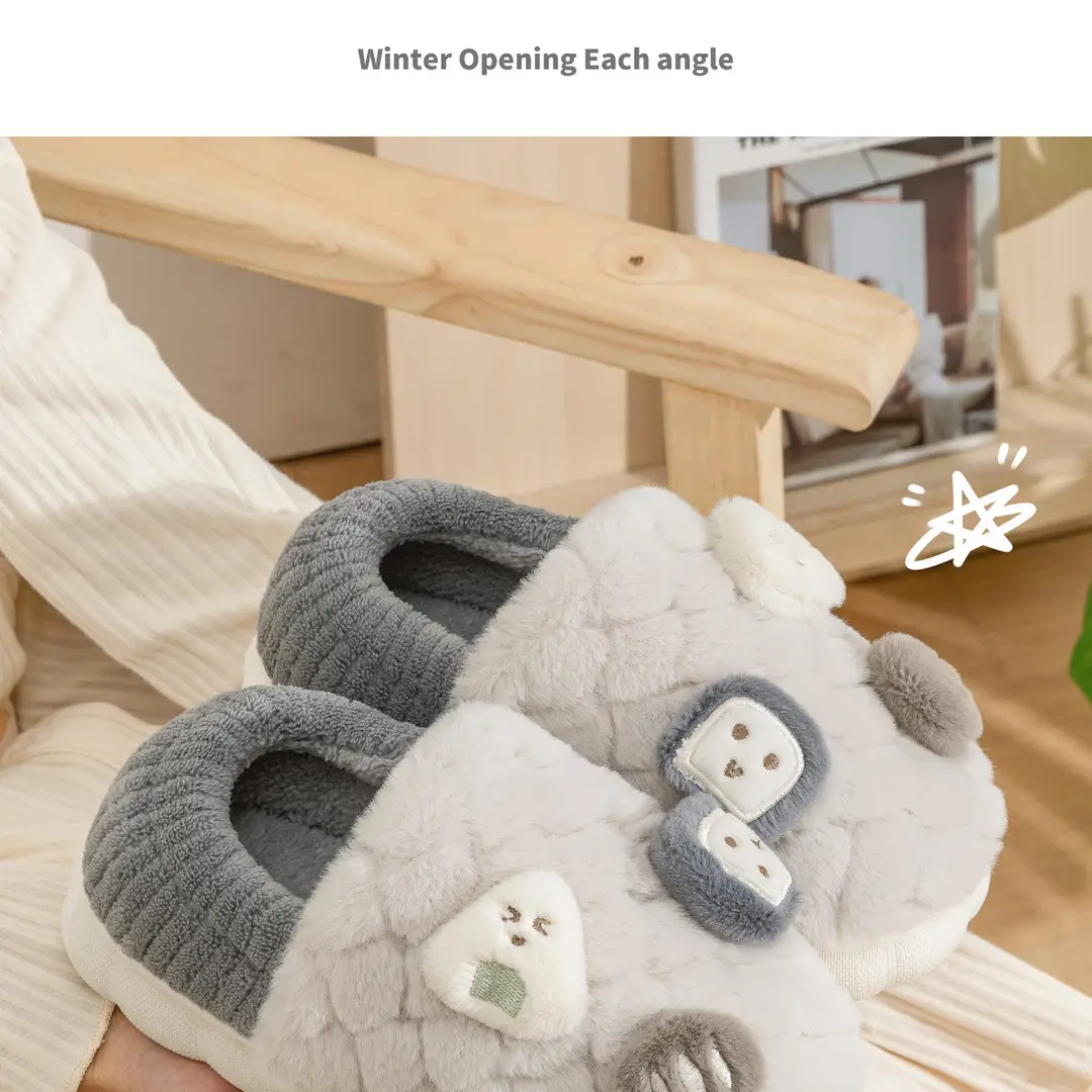 Cotton Slippers with Heel Coverage for Indoor Use in Autumn and Winter, Non-Slip and Warm, Couple's Home Use, Plush Cotton Shoes with Heel Coverage for Women — feature 19
