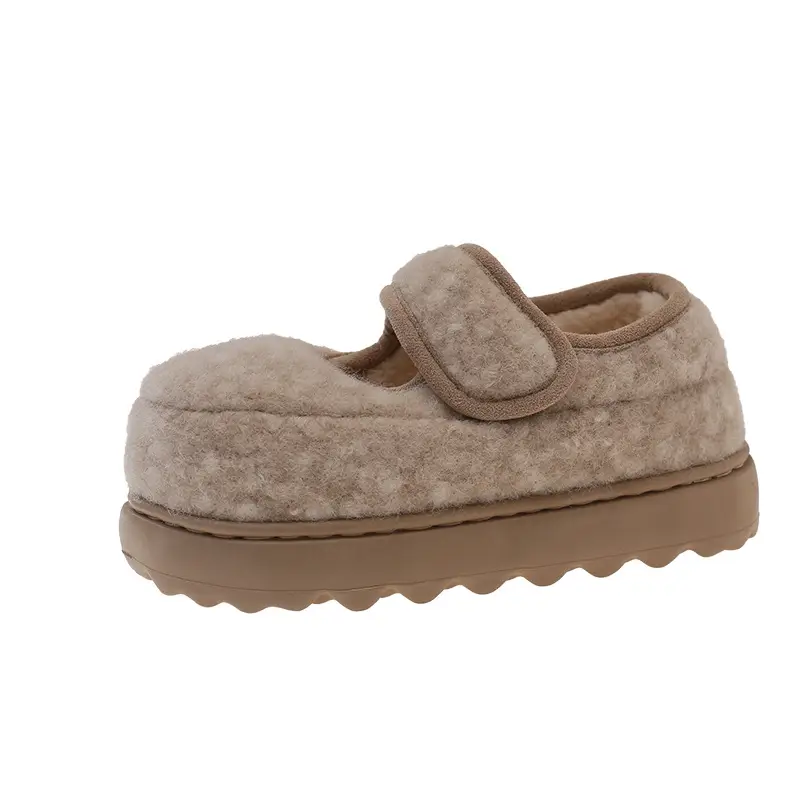 Nanbowan Retro Thick-Soled Plus Velvet Warm Cotton Shoes Low-Saturation Gray Women's Winter Height-Increasing Mary Jane Cotton Shoes Wholesale - Image 9