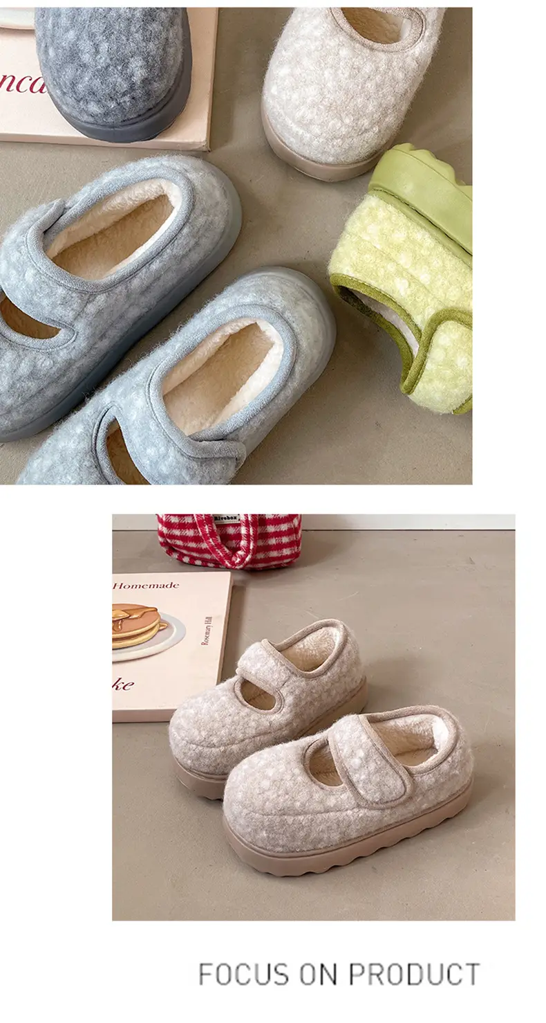 Nanbowan Retro Thick-Soled Plus Velvet Warm Cotton Shoes Low-Saturation Gray Women's Winter Height-Increasing Mary Jane Cotton Shoes Wholesale — feature 15