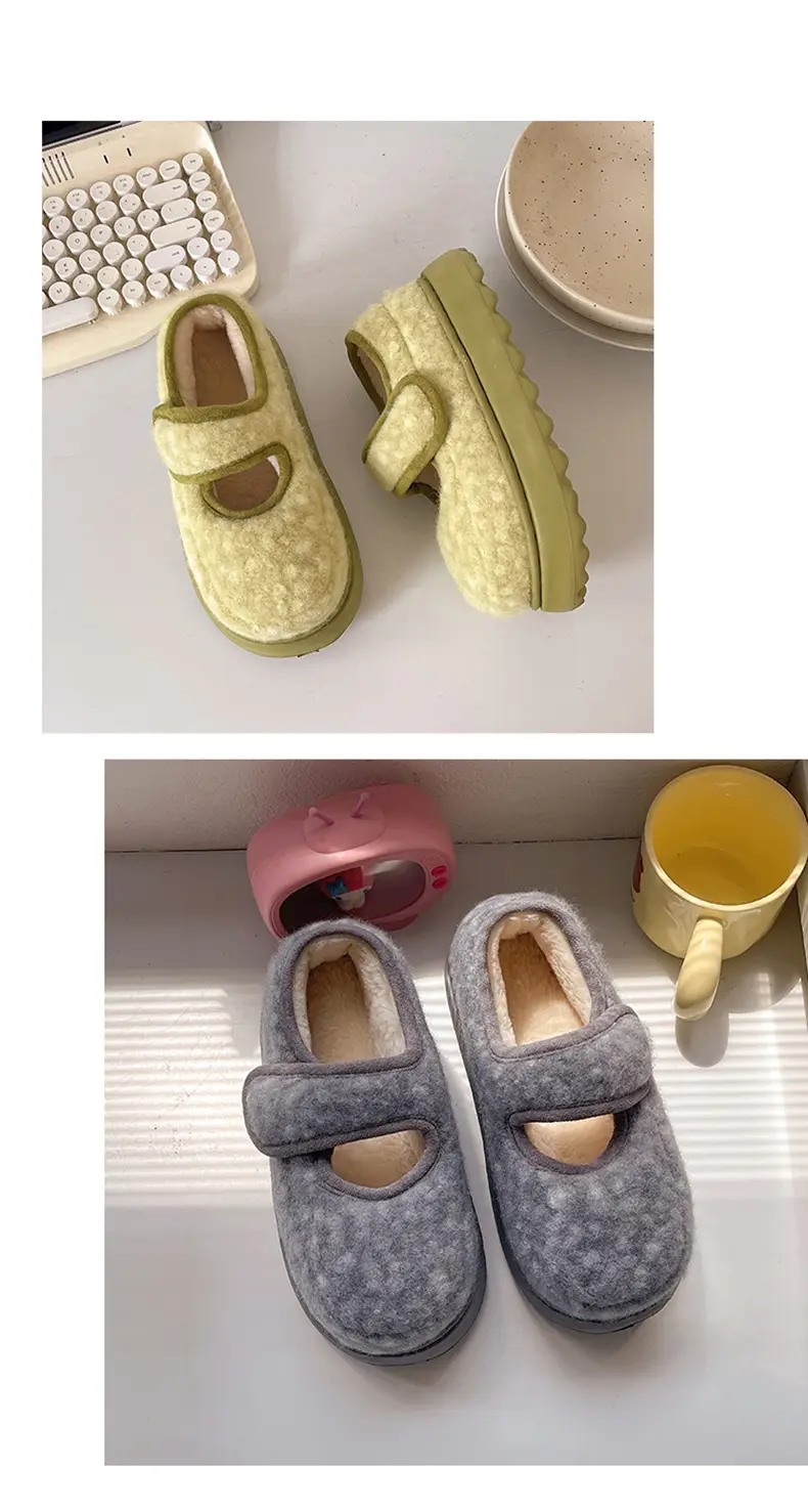 Nanbowan Retro Thick-Soled Plus Velvet Warm Cotton Shoes Low-Saturation Gray Women's Winter Height-Increasing Mary Jane Cotton Shoes Wholesale — feature 17