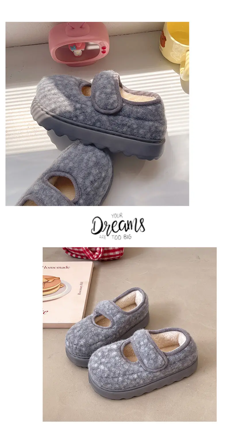 Nanbowan Retro Thick-Soled Plus Velvet Warm Cotton Shoes Low-Saturation Gray Women's Winter Height-Increasing Mary Jane Cotton Shoes Wholesale — feature 18