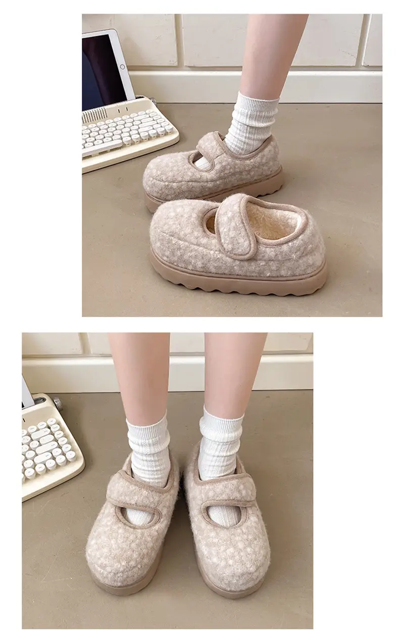 Nanbowan Retro Thick-Soled Plus Velvet Warm Cotton Shoes Low-Saturation Gray Women's Winter Height-Increasing Mary Jane Cotton Shoes Wholesale — feature 8