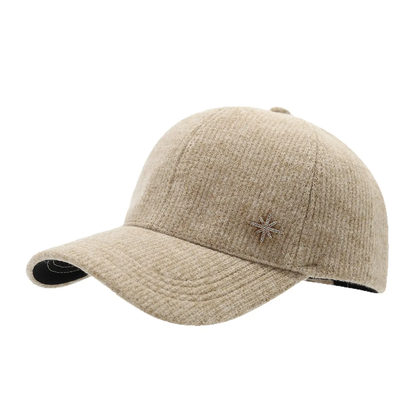 Women's Beige Knit Baseball Cap Autumn Winter Warm Casual - Image 9