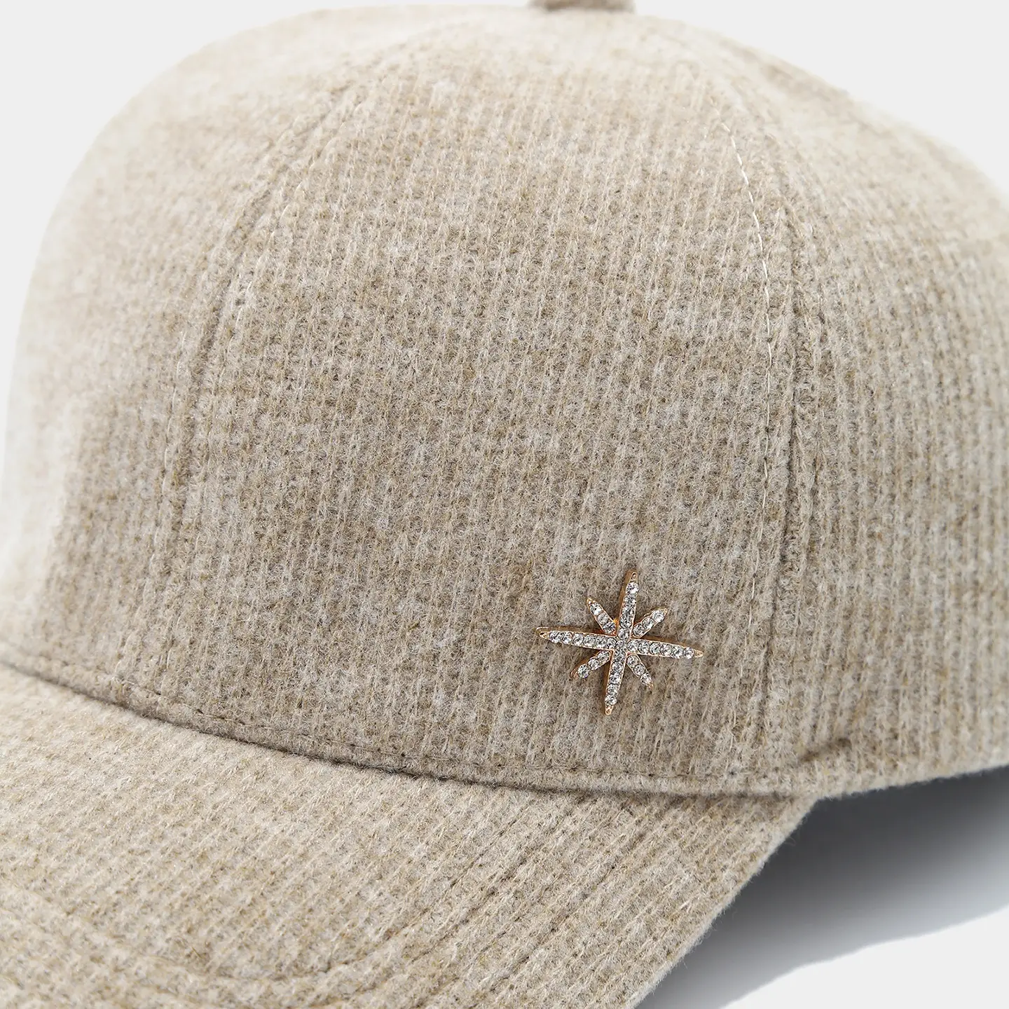 Women's Beige Knit Baseball Cap Autumn Winter Warm Casual — feature 8