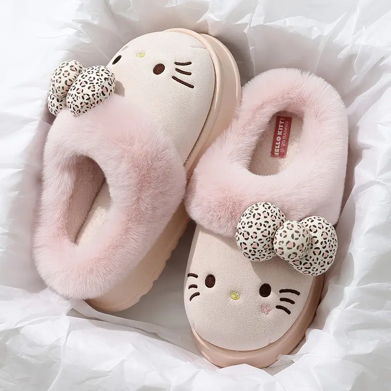 Kt Cat Thick-Soled Birkenstock Cotton Slippers Women's Winter Outerwear Stuffed Warm Home Indoor Non-Slip Cotton Slippers Women's Wholesale - Image 7
