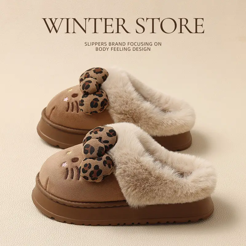 Kt Cat Thick-Soled Birkenstock Cotton Slippers Women's Winter Outerwear Stuffed Warm Home Indoor Non-Slip Cotton Slippers Women's Wholesale - Image 8