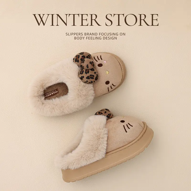 Kt Cat Thick-Soled Birkenstock Cotton Slippers Women's Winter Outerwear Stuffed Warm Home Indoor Non-Slip Cotton Slippers Women's Wholesale - Image 9