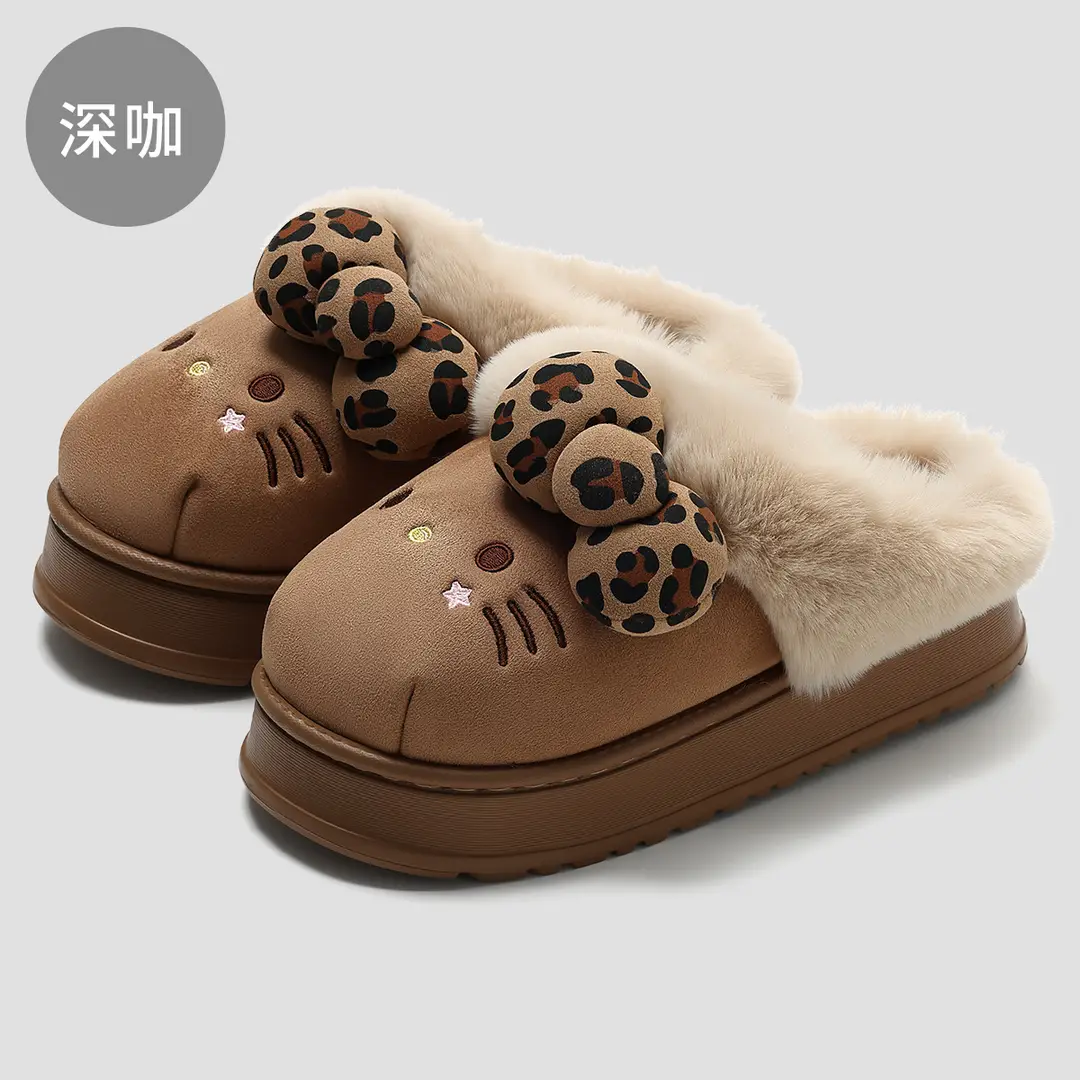 Kt Cat Thick-Soled Birkenstock Cotton Slippers Women's Winter Outerwear Stuffed Warm Home Indoor Non-Slip Cotton Slippers Women's Wholesale - Image 2
