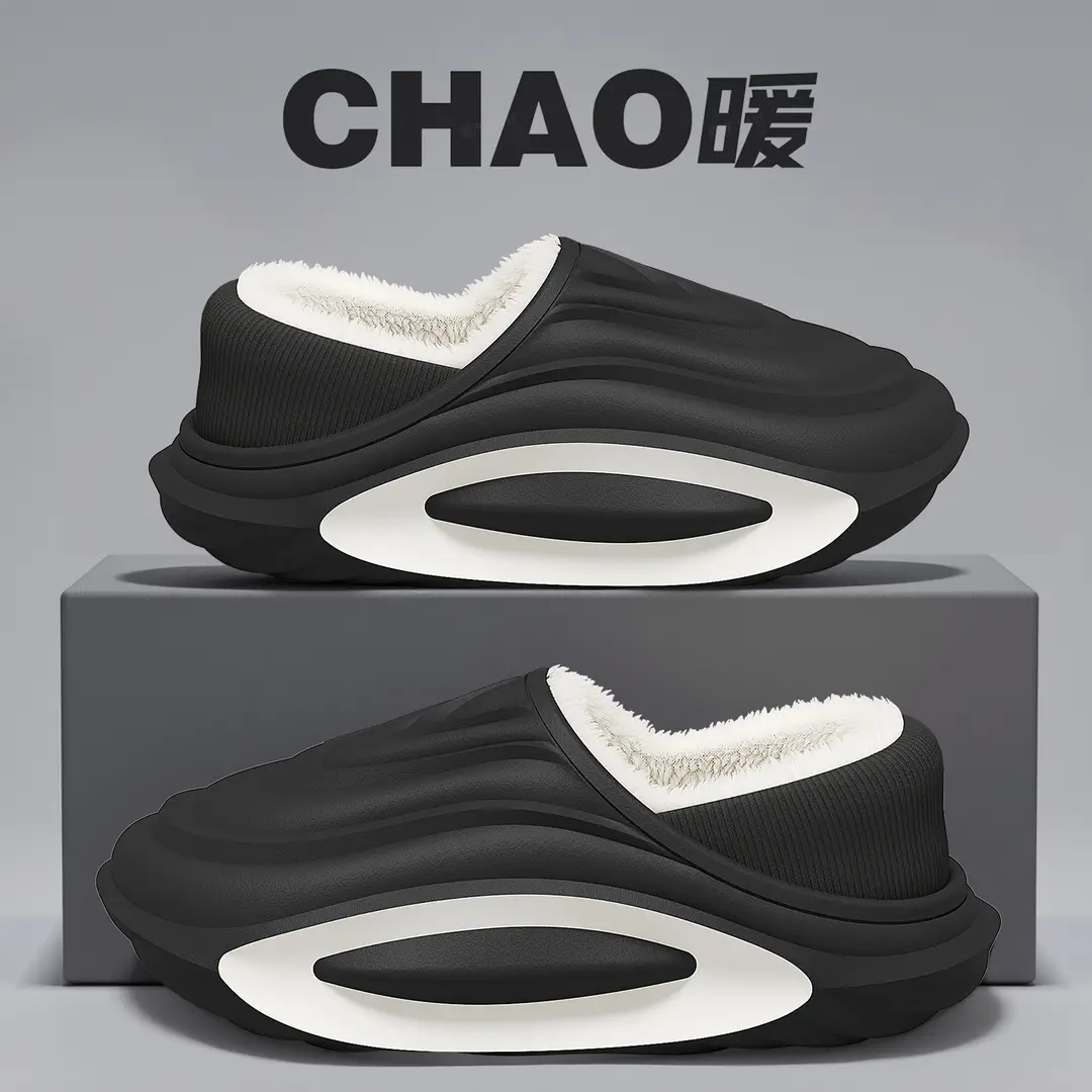 Waterproof Bag Heel Cotton Slippers for Men Winter New Non-Slip Thick Sole Home Warm Plus Velvet Outer Wear Cotton Slippers for Women Wholesale - Image 6