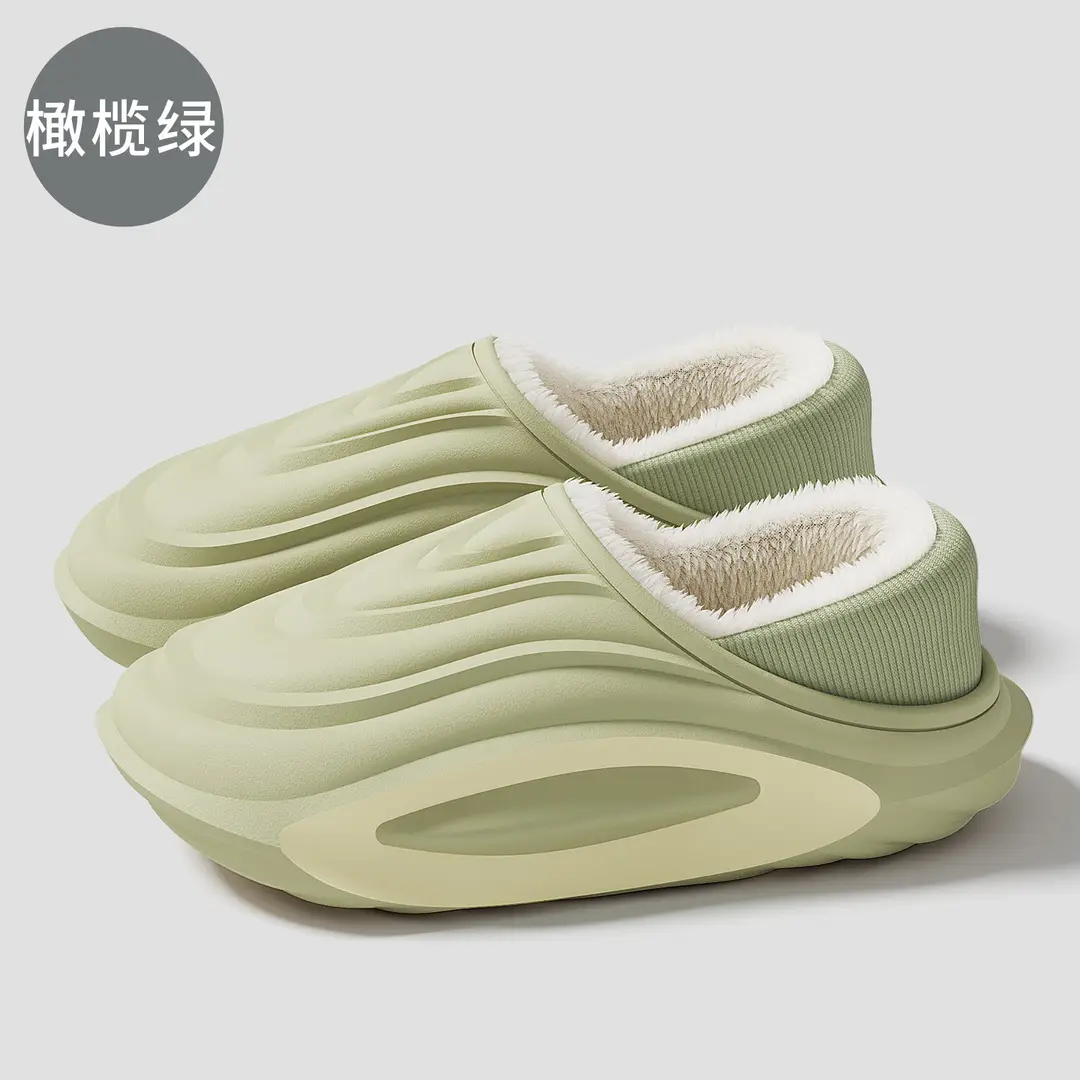 Waterproof Bag Heel Cotton Slippers for Men Winter New Non-Slip Thick Sole Home Warm Plus Velvet Outer Wear Cotton Slippers for Women Wholesale - Image 4