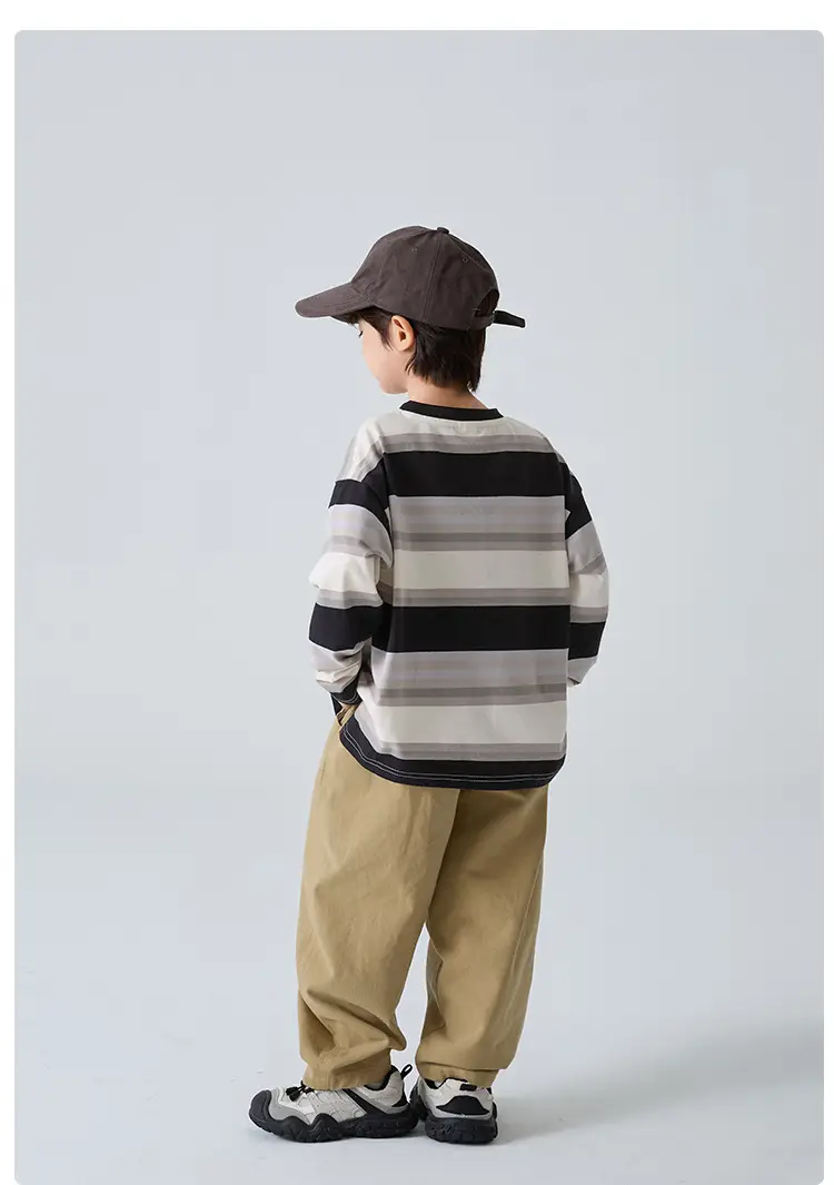 Haima Boys Striped Cotton T-Shirt 2026 Spring Outfit — feature 10