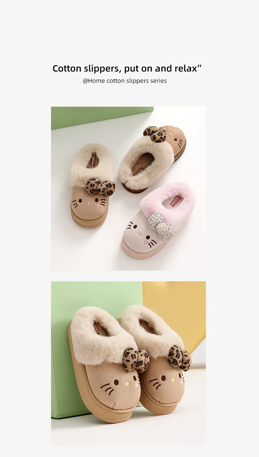 Thick-Soled Cartoon Cotton Slippers for Women in Winter, Plush, Warm, Cute Bow-Knot Ladies Indoor Home Furry Slippers for Winter — feature 19