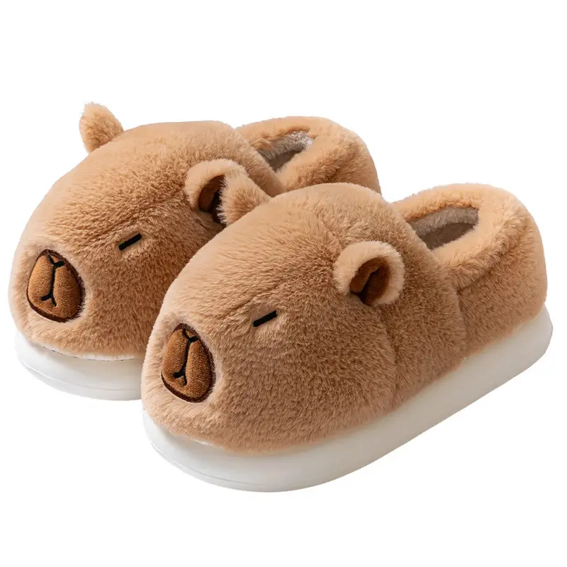 Kapibara Cotton Slippers for Women 2026 New Autumn and Winter Couple's Non-Slip Warm Indoor Home Cotton Shoes for Women
