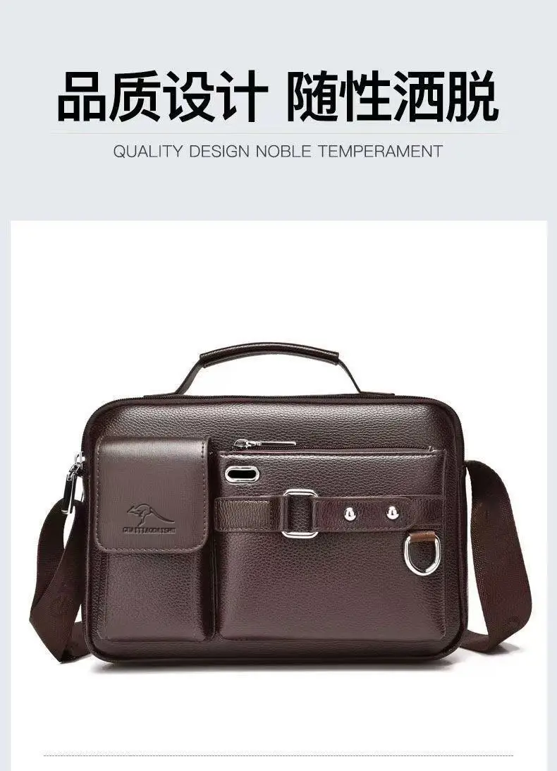 Men's Brown Leather Shoulder Bag with Crossbody Strap — feature 10