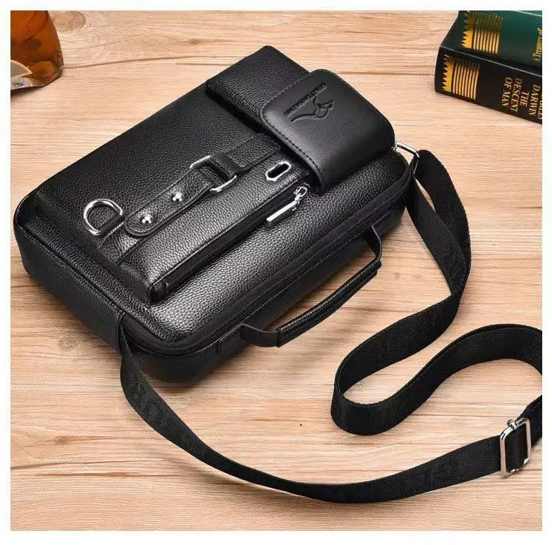 Men's Brown Leather Shoulder Bag with Crossbody Strap — feature 11